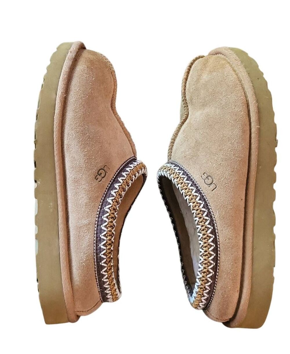UGG Slippers Women's 6 Tan Tasman II Suede Leather Sheepskin Cozy Cabin